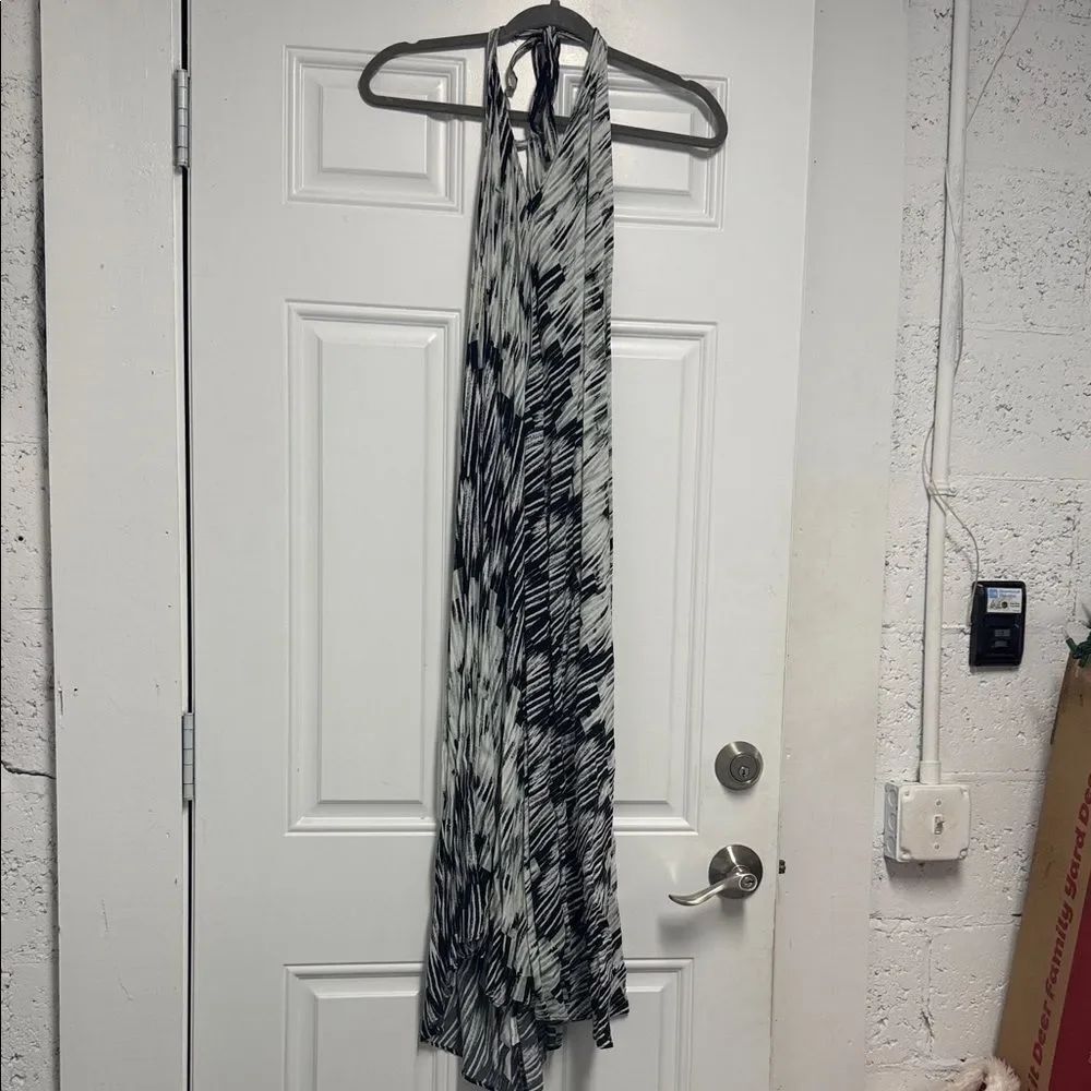 Elegant Black and White Halter Dress LUSH Size Large Maxi Dress - Like New